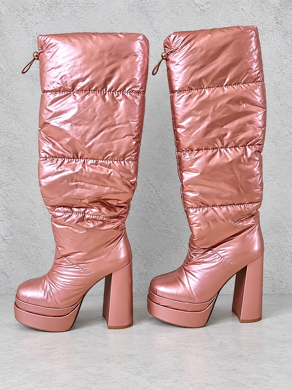 Fashion Nova Metallic Rose Quilted Over-the-Knee Platform Boots